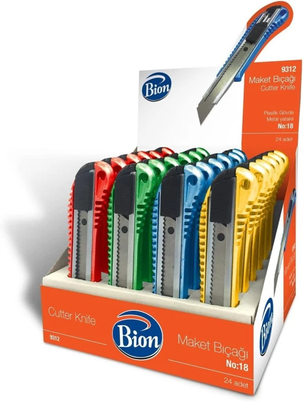 Bion Maket Bıçağı Metal Yataklı Maket Bıçağı (24 Lü Paket)