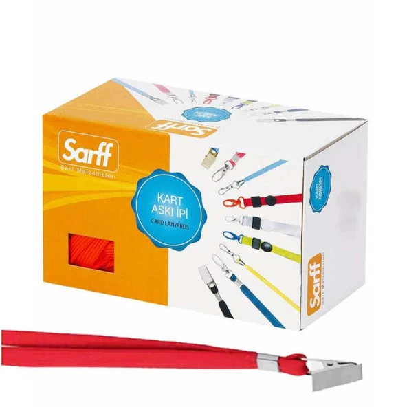 Sarff Kart Askı İpi Metal Klipsli Kırmızı Metal Klipsli Askı İpi (50 Li Paket)