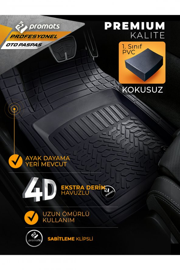 BMV 2 Seri Bütün Modellere uyumlu  Oto Paspas 4D   Profesyonel (Siyah) - 2