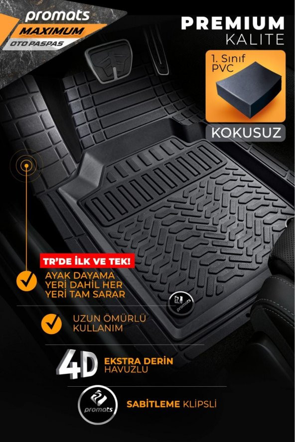 Dacia Duster 2010-2017  Model ve Sonrası Uyumlu Oto Paspas 4D   Maximum (Siyah) - 2