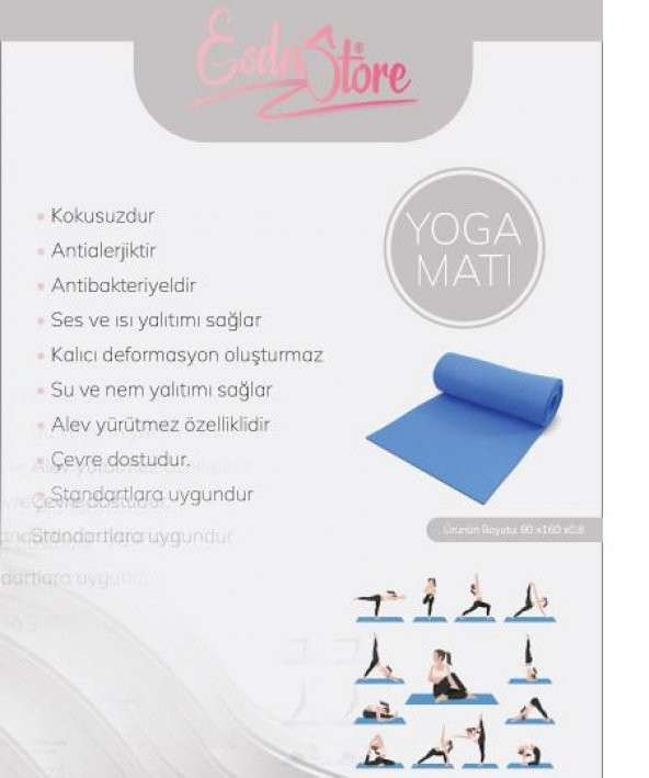EsdaStore Pilates ve Yoga Matı 10 mm Y056654 - 3