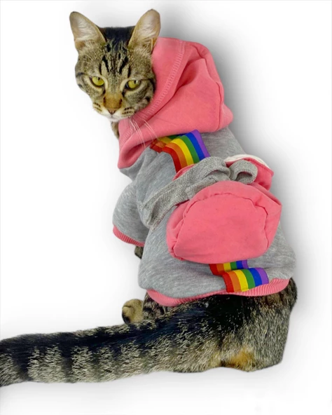 MyPocket Sweatshirt Duo Kapşonlu Kedi Kıyafeti Kedi Sweatshirt ürün görseli