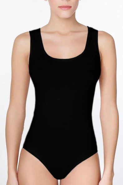 Çift Kaplan Bayan Geniş Askılı Çıtçıtlı Body 761 - Resim 3