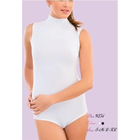 İmer Bayan Pamuklu Kolsuz Balıkçı Yaka Çıtçıtlı Body 9254