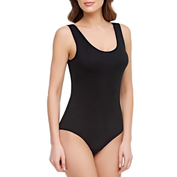 Tutku Bayan Likralı Geniş Askılı Çıtçıtlı Body Kancalı - 2