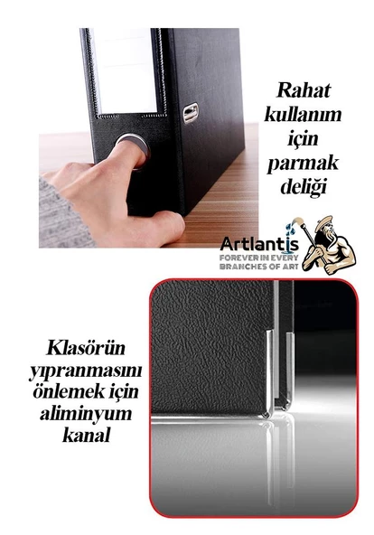Büro Klasörü Yeşil Geniş 2 Adet Plastik Geniş Yeşil Klasör Halkalı Paslanmaz Çelik Klipsli 2 Adet - 4