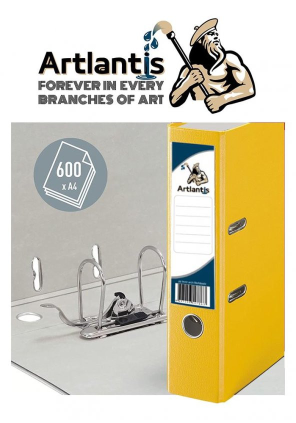 Büro Klasörü Sarı Geniş 10 Adet Plastik Geniş Sarı Klasör Halkalı Paslanmaz Çelik Klipsli 10 Adet - 2