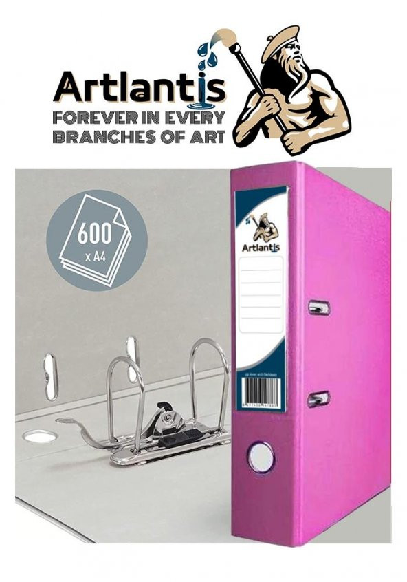 Büro Klasörü Pembe Geniş 10 Adet Plastik Geniş Pembe Klasör Halkalı Paslanmaz Çelik Klipsli 10 Adet - 2