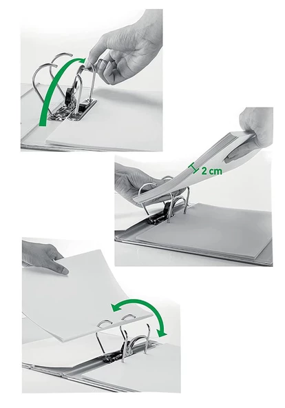 Büro Klasörü Yeşil Geniş 10 Adet Plastik Geniş Yeşil Klasör Halkalı Paslanmaz Çelik Klipsli 10 Adet - 6