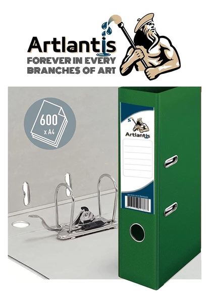 Büro Klasörü Yeşil Geniş 10 Adet Plastik Geniş Yeşil Klasör Halkalı Paslanmaz Çelik Klipsli 10 Adet - 2