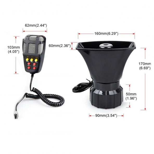 Her Araca Uyumlu Universal 7 Sesli Polis Sireni Konuşmalı Mikrofonlu - 6