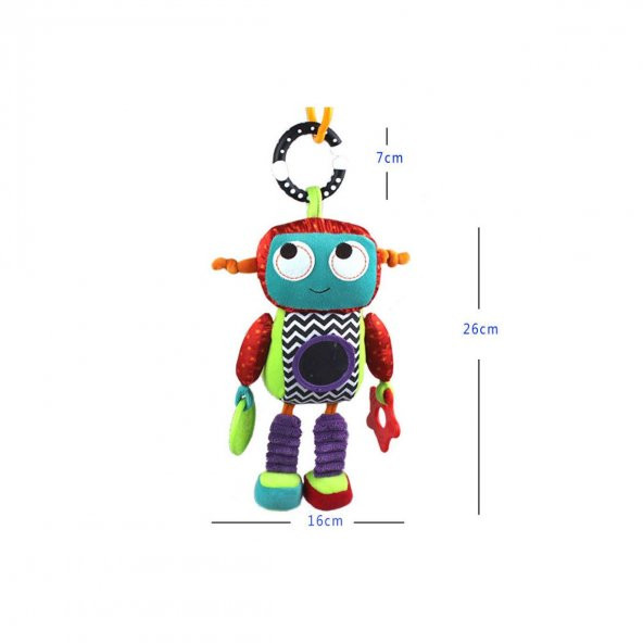 Sozzy Çıngıraklı Aynalı Dişlikli Asılabilir Robot Arkadaşım Aktivite Oyuncağı 33cm - 5