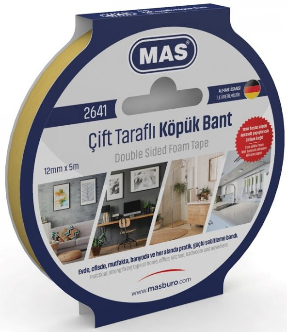 MAS ÇİFT TARAFLI KÖPÜK BANT 12MM X 5M 2641