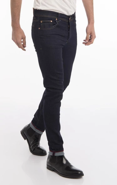 Erkek Slim Fit Boru Paça Rahat Likralı Kot Pantolon - 5