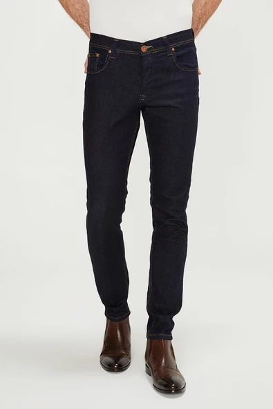 Erkek Slim Fit Boru Paça Rahat Likralı Kot Pantolon - 3