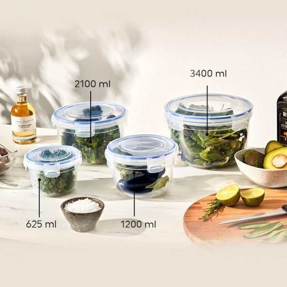 Plastik Saklama Kabı Silikon Contalı Yuvarlak 2100 ml - 4