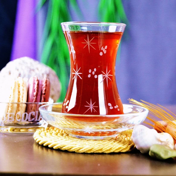 Decocia S03 12 Kişilik 24 Parça Çay Seti  135cc Sema Desenli - Resim 3