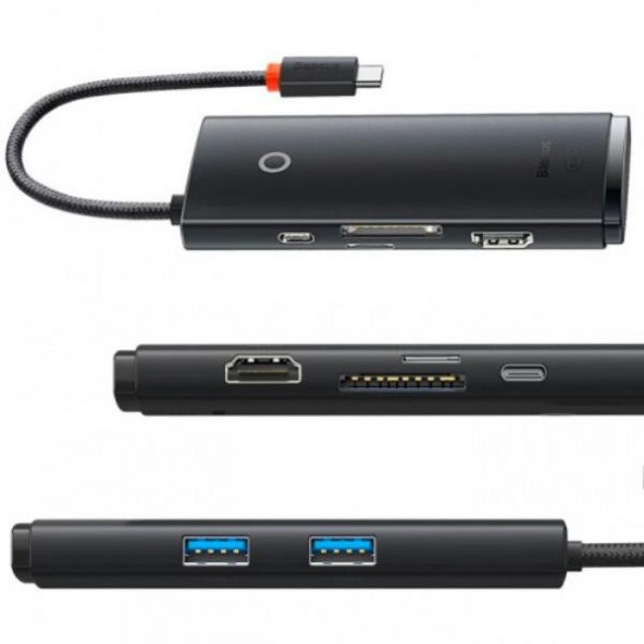 Baseus 100W 6in1 PD Type C Çoğaltıcı Çevirici HUB, 2x USB, 1x HDMİ, 1x PD Type C, 1x SD/TF Adaptör