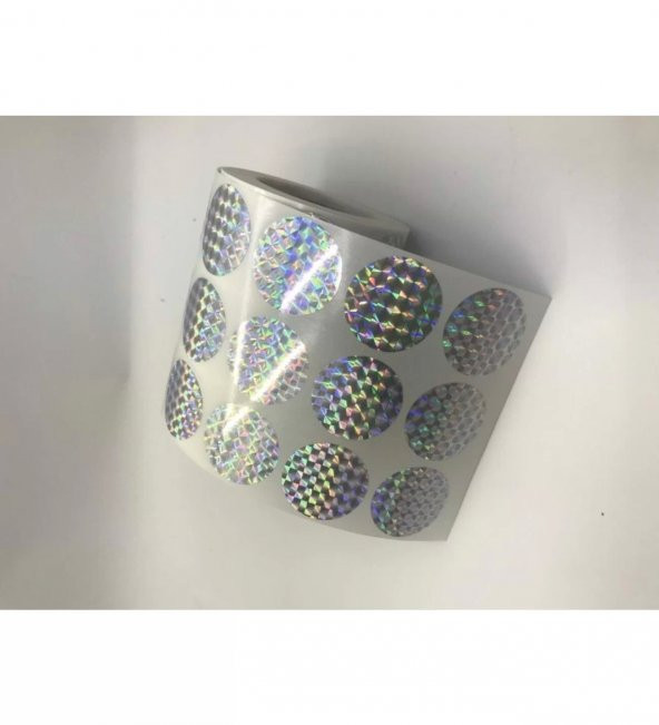 2000li Sarım Hologram Plastik Yuvarlak Etiket 30 mm