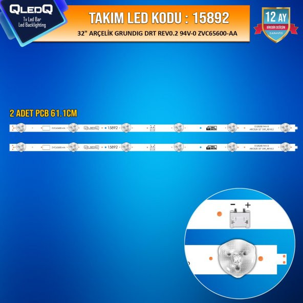 TAKIM LED-92 (2XPCB) 32 ARÇELİK GRUNDIG BEKO ZVC65600-AA 2 ADET 32DRT REV0.2 A32L 6760 A32L675 32VLE6730BP 32VLE5730BN - 1
