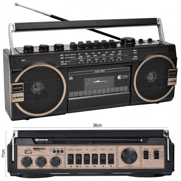 RADYO KASETÇALAR BT/USB/SD SİYAH CMİK MK-132BT