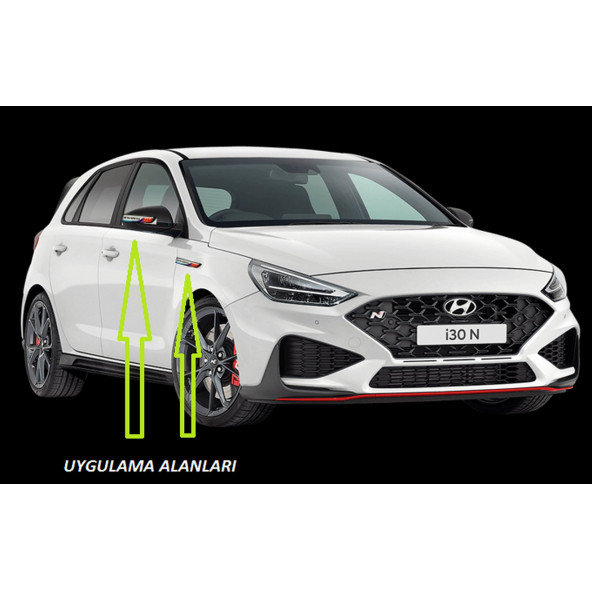 Hyundai N Line i30 Yan Aynalar Ve Çamurluk Yanı Damla Desen Bıçak Logo Arma Seti - 5