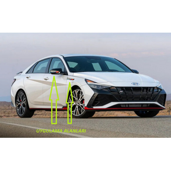 Hyundai N Line Elantra Yan Aynalar Ve Çamurluk Yanı Damla Desen Bıçak Logo Arma Seti - Resim 5