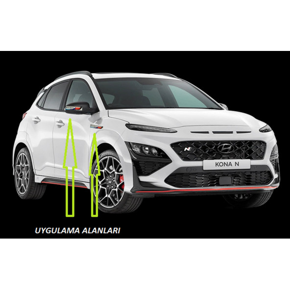 Hyundai N Line Kona Yan Aynalar Ve Çamurluk Yanı Damla Desen Bıçak Logo Arma Seti - Resim 5