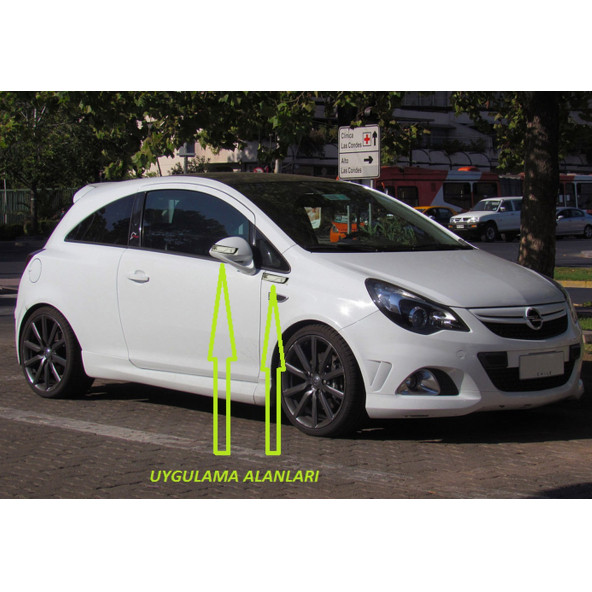 Opel OPC Corsa Yan Aynalar Ve Çamurluk Yanı Damla Desen Bıçak Logo Arma Seti - 5