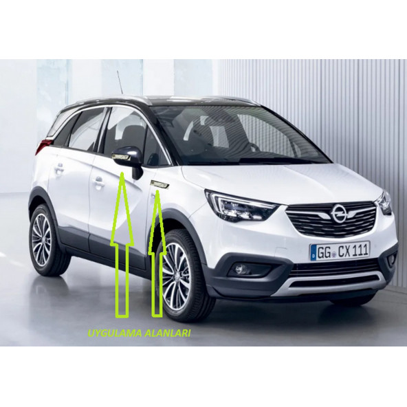 Opel OPC Crosslandx Yan Aynalar Ve Çamurluk Yanı Damla Desen Bıçak Logo Arma Seti - 5