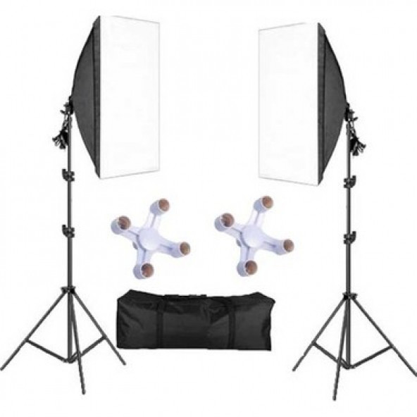 Deyatech Softbox 50X70 Paraflaş 4 Duylu Sürekli Işık Adaptörlü