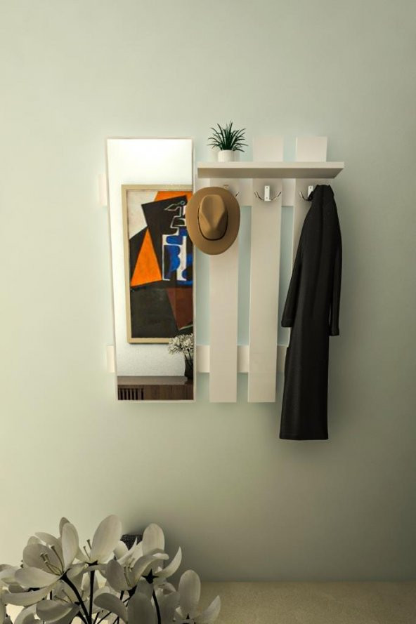 Portmanto Vestıyer Anahtarlık Askılık Dekoratif Ayna