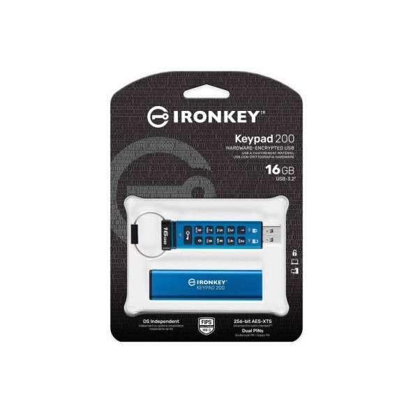 Kingston IKKP200-16GB 16GB IronKey Keypad 200, FIPS 140-3 Lvl 3 (Pending) Flash Bellek - 2