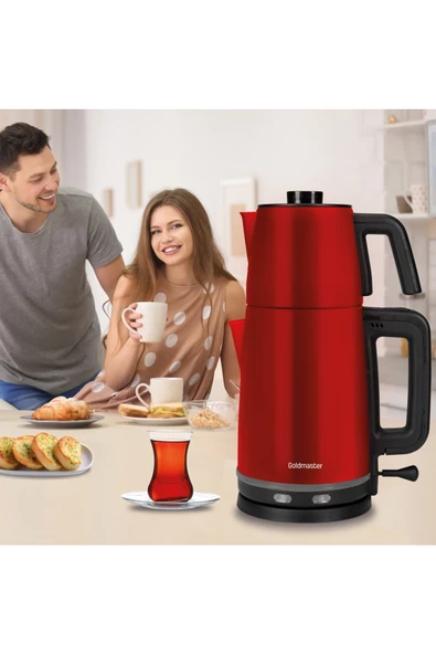 Chaidem 2200w Damlatmaz Çelik Çay Makinesi Ve Su Isıtıcısı Kırmızı By5316tk