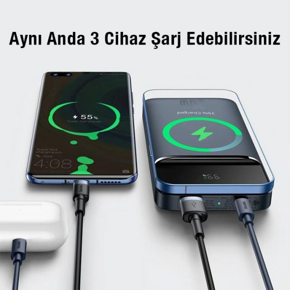 Baseus 20W 10000Mah Magsafe Manyetik Kablosuz Taşınabilir Powerbank, İphone 12,13,14 Serisi Uyumlu - 2