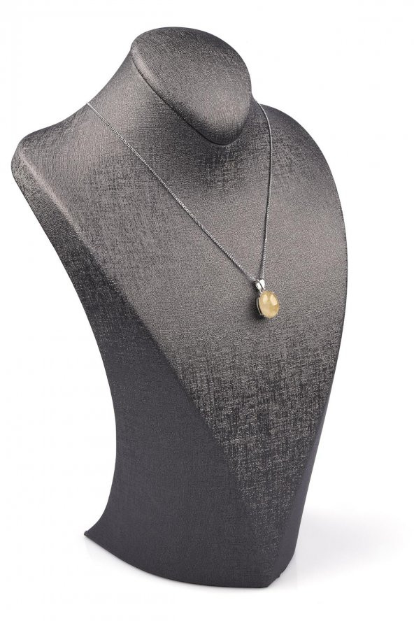 Golden Rutil Kuvars Doğal Taş 925 Ayar Gümüş Kolye - Resim 2