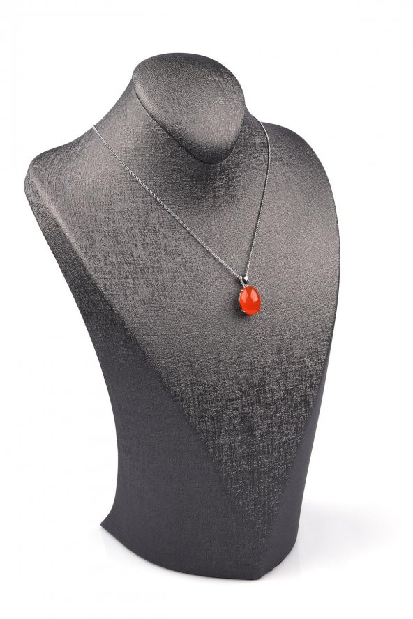 Yemen Akik Doğal Taş 925 Ayar Gümüş Kolye - Resim 2