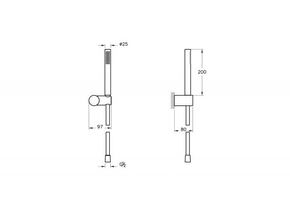 VitrA Origin 1F El Duşu Takımı Mat Siyah A4554336 - Resim 3