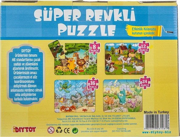 Diytoy Hayvanlar Süper Renkli Puzzle   1481 - 3