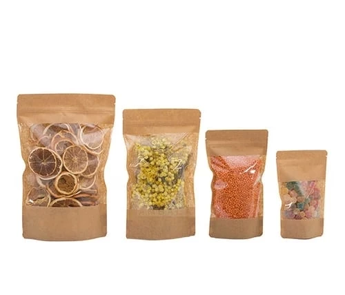 "Pratik ve Şık Ambalaj Çözümü: 1000 Gr Kraft Pencereli Kilitli Doypack Poşet - 4