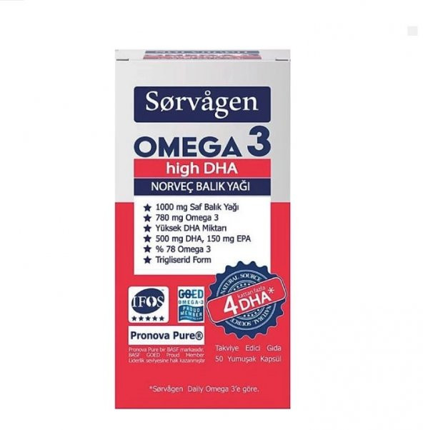 Sorvagen Omega 3 High DHA Norveç Balık Yağı 50 Kapsül 8680057351212