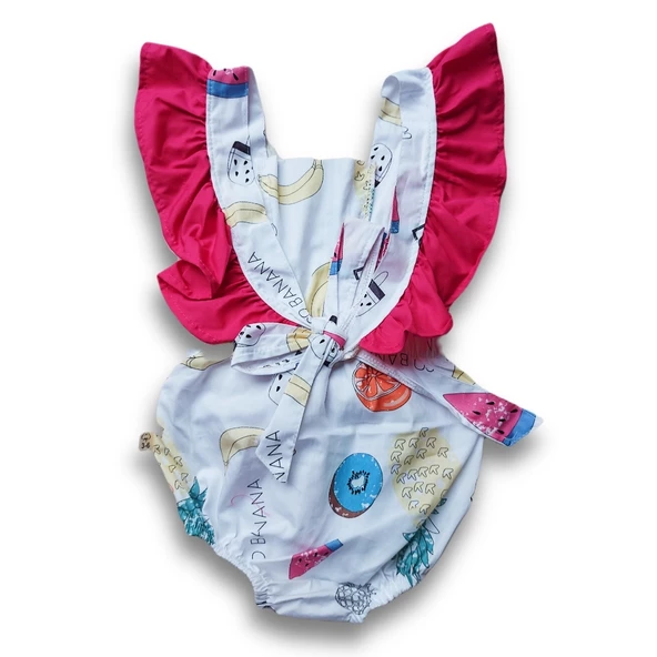 Jolbaby Fırfırlı Detaylı Ananas Desenli Kız Bebek Romper Tulum - 2