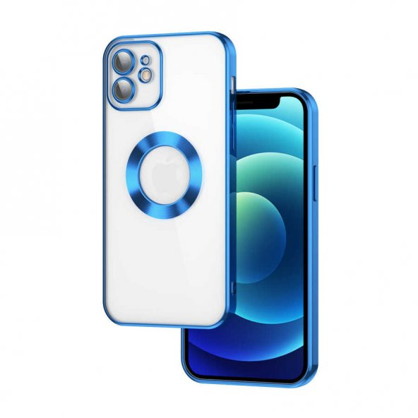 Apple iPhone 11 Kılıf Kamera Korumalı Logo Gösteren Omega Kapak - Mavi