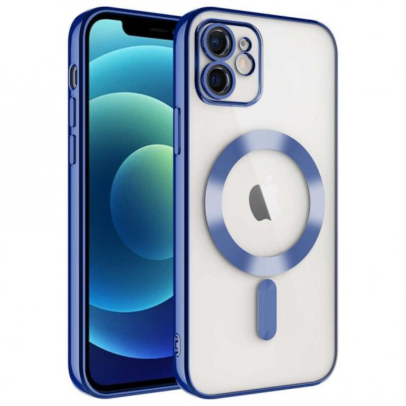 Apple iPhone 11 Kılıf Kamera Korumalı Magsafe Wireless Şarj Özellikli Demre Kapak - Sierra Mavi
