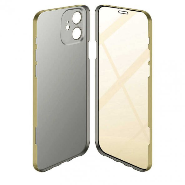 Apple iPhone 11 Kılıf Led Kapak - Gold