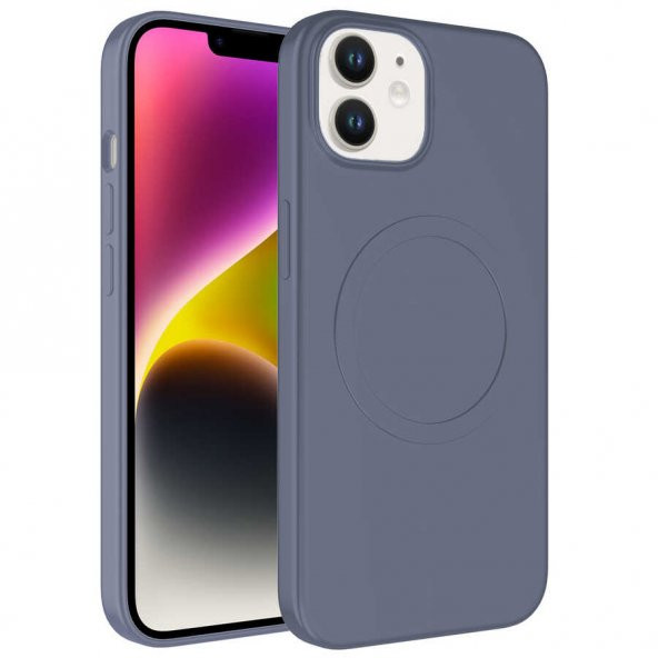 Apple iPhone 11 Kılıf Magsafe Wireless Şarj Özellikli Pastel Renk Silikon Plas Kapak - Lavendery Gray