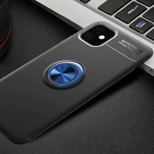 Apple iPhone 11 Kılıf Ravel Silikon Kapak - Siyah-Mavi