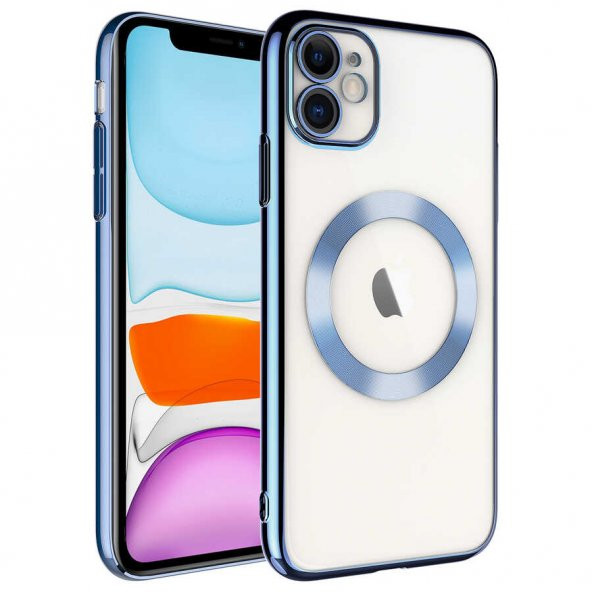 Apple iPhone 11 Kılıf Wireless Şarj Özellikli Sert PC Riksos Magsafe Kapak - Sierra Mavi