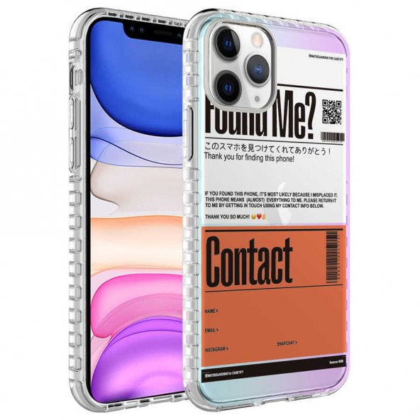 Apple iPhone 11 Pro Kılıf Airbag Kenarlı Renkli Desenli Silikon Elegans Kapak - NO6