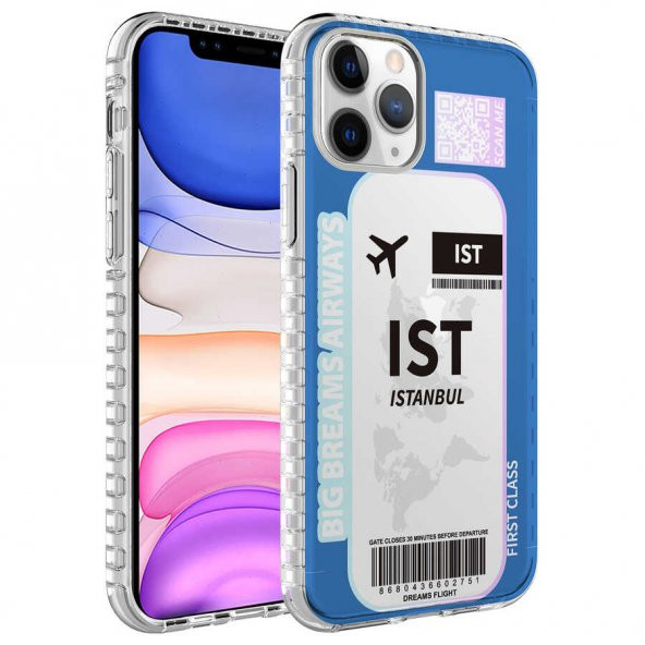 Apple iPhone 11 Pro Kılıf Airbag Kenarlı Renkli Desenli Silikon Elegans Kapak - NO4